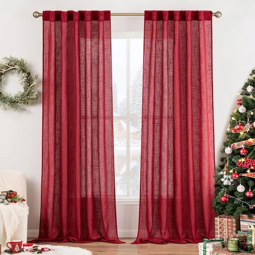 Vista 97 de MIULEE - Cortinas semitraslúcidas suaves y gruesas con textura de lino para cocina y ventana de baño, con trabilla trasera y bolsillo para Blanco