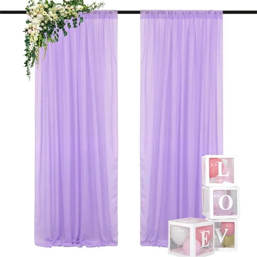 Vista 33 de DUOBAO Cortina de gasa rosa, 2 paneles de 29 x 96 pulgadas, cortinas de telón de fondo de boda, cortinas de playa transparentes para sala de estar
