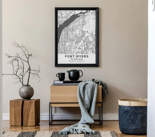 Vista 7 de Generic Mapa de Fort Myers, Florida, Light 2 (8x10) - Mapa de Pared Matte City en escala de grises