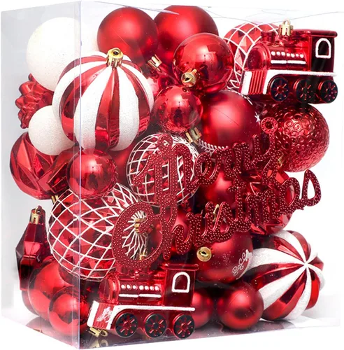 Vista 11 de MOJUN 50 adornos de bolas de Navidad para árbol de Navidad, bolas pequeñas de Navidad de plástico inastillables, juego de adornos de bolas colgantes