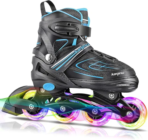 Vista 9 de Patines en línea ajustables, patines en línea para exterior con ruedas completamente iluminadas para niños y adultos, mujeres, niñas y niños