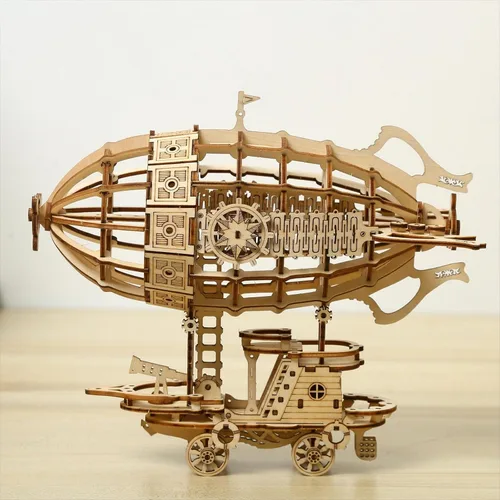 Vista 5 de Rompecabezas de madera 3D en kits de modelos de dirigibles, acertijos cerebrales y rompecabezas para Navidad/Cumpleaños, regalos para adultos