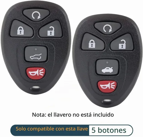 Vista 2 de 2 piezas de funda de llave de mando a distancia de silicona con 5 botones, funda protectora compatible con Chevrolet Malibu Suburban Tahoe Traverse