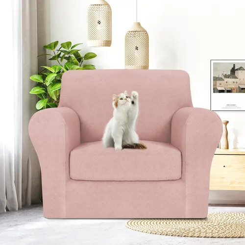 Vista 85 de MAXIJIN 2 piezas de fundas para silla con brazos, funda para silla de sofá para sala de estar, funda elástica para perros para una silla con 1 cojín