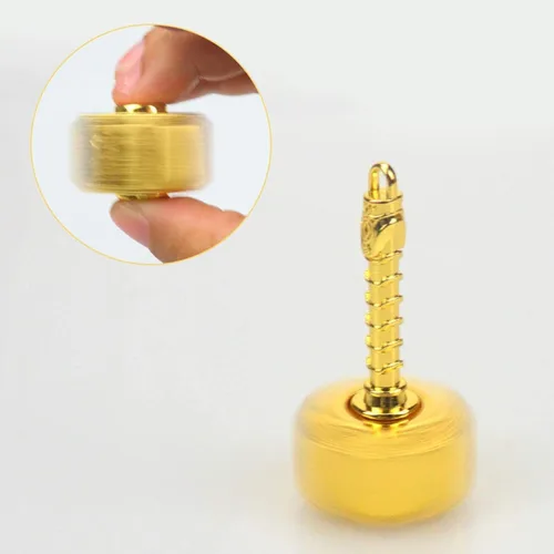 Vista 5 de Fidget Spinners de metal, martillo giratorio de mano 2 en 1, Fidgit Spinner, bloques de cubo para ansiedad para niños y adultos, juguetes para Oro