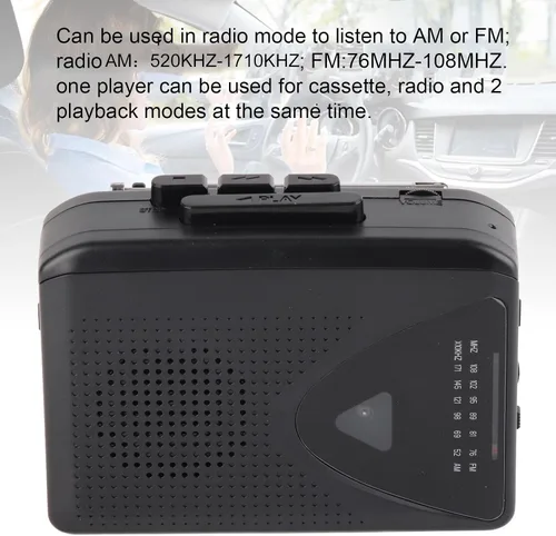 Vista 2 de Reproductor de casete portátil, multifunción clásico compatible con radio AM FM estéreo reproductor de cinta compacto, grabadora de casete de radio