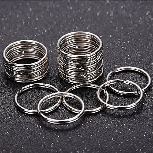 Vista 5 de KINGFOREST Paquete de 100 llaveros divididos (1.2 pulgadas1.181 in) Llavero de metal de níquel plateado para llaves, manualidades, bolsas