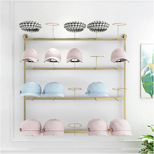 Vista 8 de LZMZMQ Estante de metal para sombreros de pared, torre de exhibición de 4 niveles para peluca/gorra, con ganchos móviles para sombreros, 39.3 Blanco