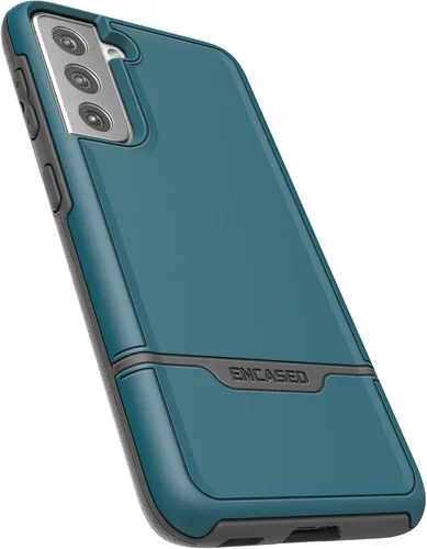 Vista 8 de Encased Rebel Series - Funda protectora resistente con clip para cinturón (2021) diseñada para Samsung Galaxy S21 Plus - Azul