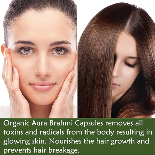 Vista 7 de Organic Aura Cápsulas Brahmi -120 unidades. Fortalece y aumenta naturalmente la inmunidad y la memoria. Superalimento verde entero. Sin OMG, sin