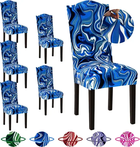 Vista 67 de Sufdari Juego de 4 fundas para sillas de comedor, color beige, antideslizantes, de elastano, elásticas, para comedor, hotel (Grande)