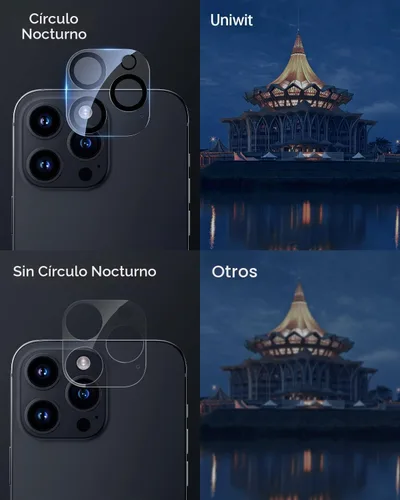 Vista 6 de Protector de lente de cámara para iPhone, vidrio templado 9H, antiarañazos, compatible con fundas, círculo nocturno, claridad HD sin burbujas
