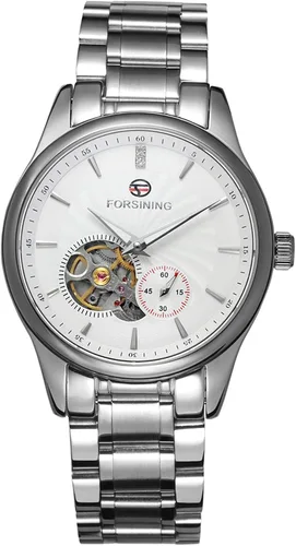 Vista 2 de FORSINING Reloj analógico analógico de acero inoxidable para hombre, Moderno