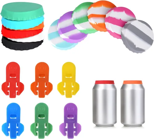 Vista 8 de 12 tapas de silicona para latas de refresco, cubiertas reutilizables para latas de cocaína para refrescos, protectores de botellas a prueba