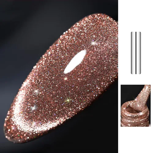 Vista 7 de X&D Juego de esmaltes de uñas de gel Cat Eye en arco iris reflectante con efecto holográfico magnético, 0.2 fl oz de esmalte de uñas para arte de 1