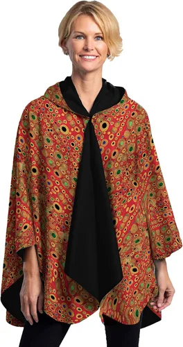 Vista 2 de RainCaper Capa de lluvia para mujer, poncho impermeable con capucha, reversible, arte fino