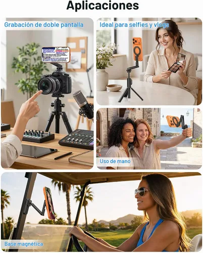 Vista 6 de OMOTON Magnetic Phone Mount for Tripod Camera with Arca Base Cold Shoe 1/4