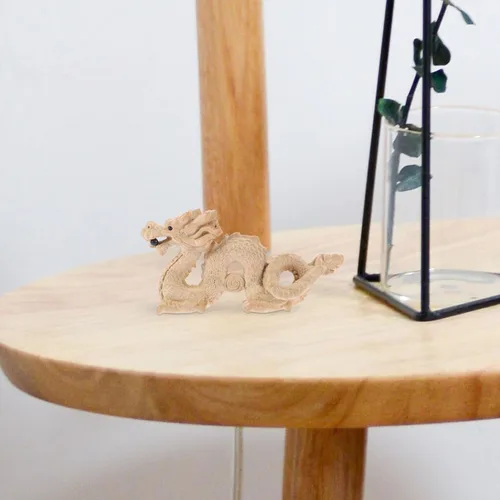 Vista 2 de ABOOFAN Estatua de madera china Feng Shui tallada de madera natural estatua de dragón escultura estatua de dragón buena suerte 2024 año año nuevo