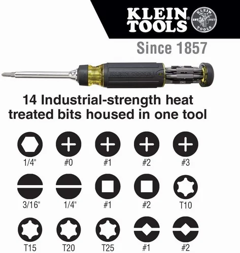 Vista 7 de Klein Tools Destornillador magnético de puntas múltiples/destornillador de tuerca (32500MAG) y destornillador de trinquete 15 en 1 (32305)