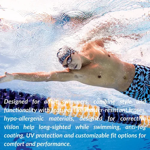 Vista 5 de Sporti Gafas de natación unisex para adultos con óptica positiva, gafas antivaho para hombres y mujeres, resistentes a las roturas, con dobles