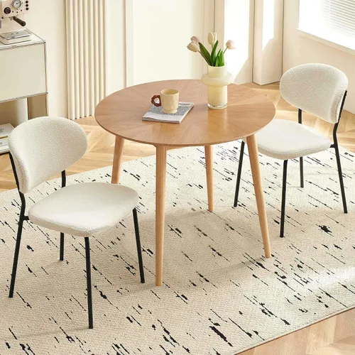 Vista 8 de Homedot Juego de 2 sillas de comedor tapizadas negras, modernas sillas de cocina de mediados de siglo tapizadas con cojín acolchado para comedor