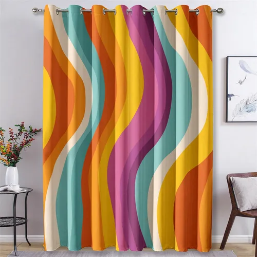 Vista 15 de Cortinas de ilusión óptica de 39 pulgadas de largo, juego de 2 paneles, cortinas negras y blancas para decoración de dormitorio, sala de estar