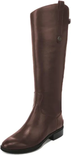 Vista 6 de YDN Botas planas elegantes hasta la rodilla para mujer, puntera cerrada, cremalleras traseras, tacones bajos, botas de equitación, zapatos