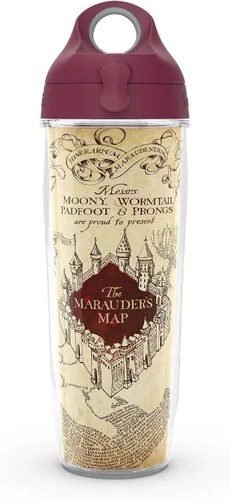 Vista 23 de Vaso térmico Tervis. Vaso de «El Mapa del Merodeador» de Harry Potter, vaso térmico con tapa marrón, 16 onza, Transparente
