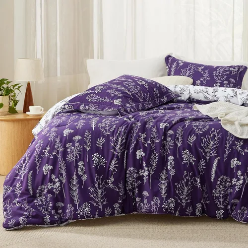 Vista 12 de Bedsure - Juego de edredón floral lindo, juego de ropa de cama tamaño King 04 - Gris claro