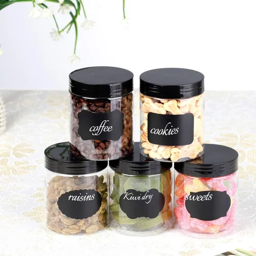 Vista 7 de Dabacc Tarros de plástico de 8 onzas con tapas, paquete de 24 recipientes de plástico transparente para almacenamiento de alimentos de cocina