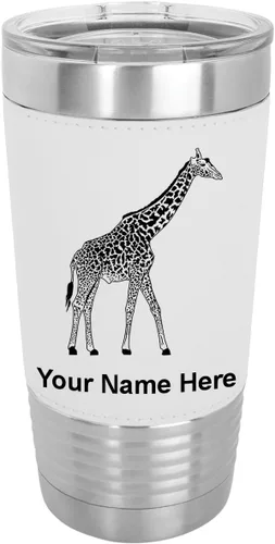 Vista 22 de LaserGram Vaso aislado al vacío de 20 onzas, jirafa, grabado personalizado incluido (piel sintética, estilo béisbol)
