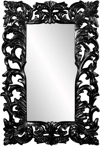 Vista 21 de Howard Elliott Chateau Rectangular Hanging Wall Mirror, Scroll Work Frame, Black, 31.5 x 42 Inch