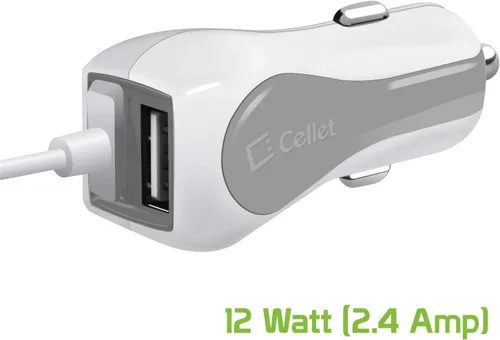 Vista 7 de Cellet Cargador de coche USB dual de 2.4 amperios de carga rápida con cable micro USB de 6 pies compatible con LG Aristo 2 Plus Enlighten Optimus