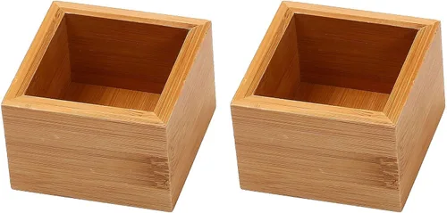 Vista 22 de YBM Home Caja de almacenamiento organizadora de cajones de cocina hecha de bambú, 3x3x2 pulgadas 320