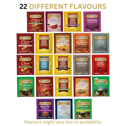 Vista 2 de Twinings Surtido de bolsas de té en caja de regalo, paquete variado (22 unidades), 22 sabores únicos para amantes del té: mujeres, hombres, parejas
