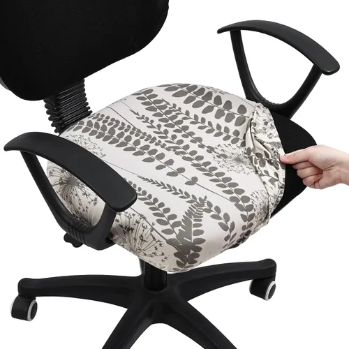 Vista 16 de Smiry Fundas de asiento impresas para silla de computadora de oficina, ajuste elástico, universal para silla giratoria de escritorio, lavables, Beige