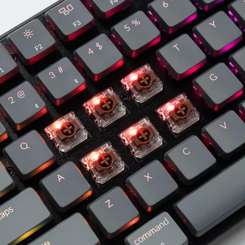 Vista 4 de Keychron Teclado mecánico inalámbrico K1, diseño sin llave ultra delgado Bluetoothcon cable RGB retroiluminado 87 teclas con interruptor marrón