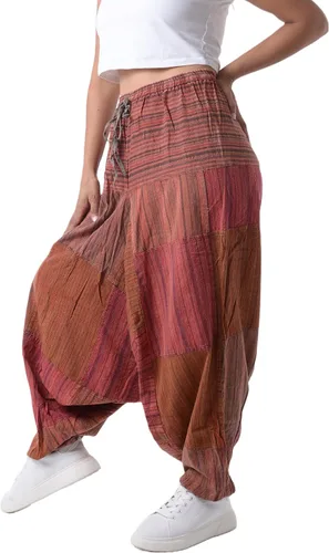 Vista 4 de Pantalones Harem 100% algodón, pantalones bohemios de yoga hippie