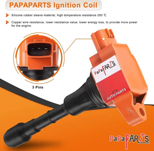 Vista 3 de PAPAPARTS Juego de 6 bobinas de encendido UF550 y bujías de iridio compatibles con Infiniti JX35 M35 Q50 Q70 QX60 EX35 FX35 G25 G35 Nissan 350Z