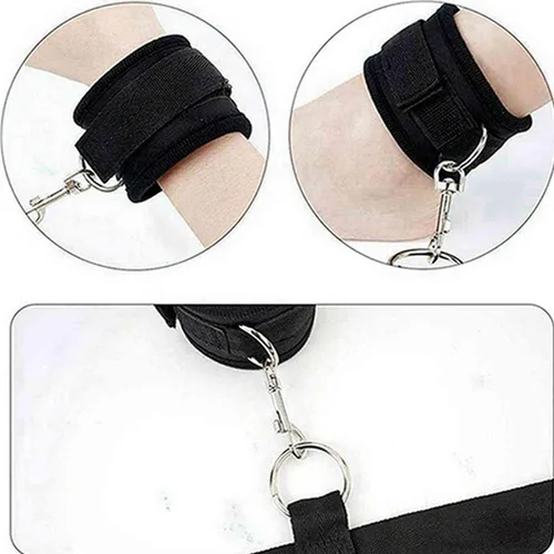 Vista 4 de BDSM - Kit de arnés para muslo, esposas para adultos, para dormitorio, lazos sexuales para tobillos y muñecas, bandas de resistencia sexual