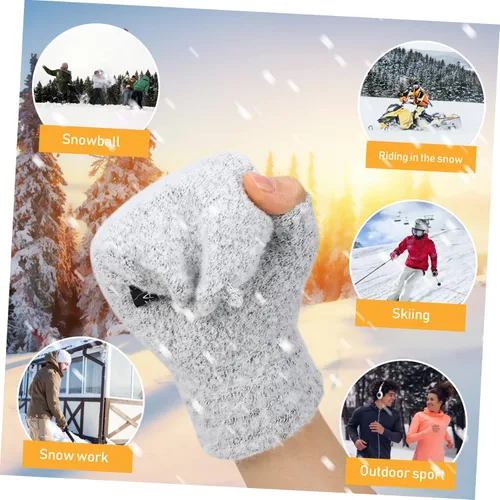 Vista 6 de LIOOBO Guantes calefactados por USB: guantes de escritura suaves para tejer, guantes de calentamiento de invierno, calentadores de mano