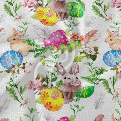 Vista 5 de senya Manteles de Pascua, huevos de conejo de Pascua en flores de hierba, mantel decorativo para mesa circular, comedor, decorativo para vacaciones