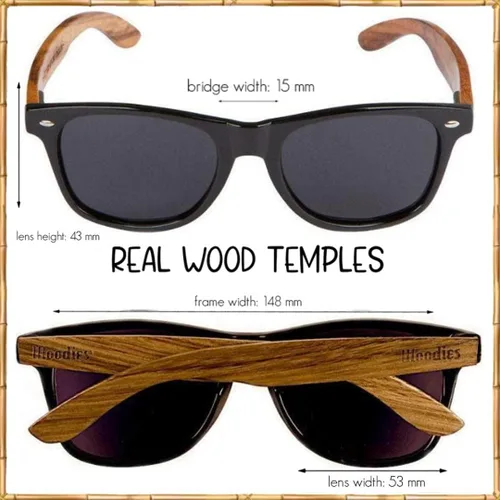 Vista 4 de WOODIES Wayfarer gafas de sol de madera con lentes polarizados