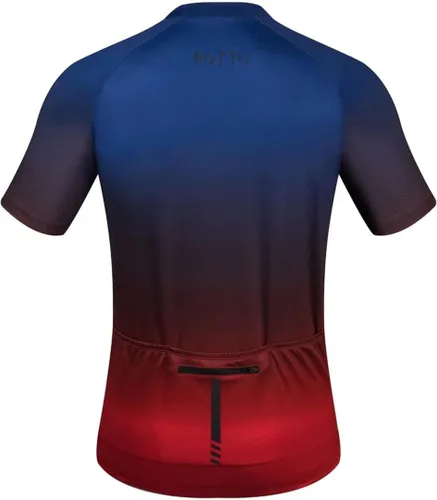 Vista 3 de ROTTO Camiseta de ciclismo de manga corta para hombre, color degradado, serie Pro con bolsillo trasero con cremallera, L