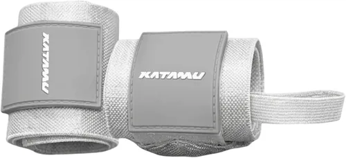 Vista 2 de Katamu Muñequeras prémium para levantamiento de pesas, muñeca de algodón de 18 pulgadas