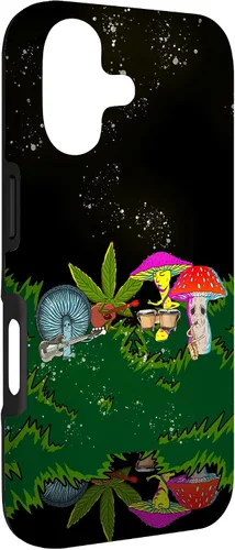 Vista 3 de Jamming Mushrooms Weed - Carcasa para iPhone 17, diseño psicodélico de cannabis 420