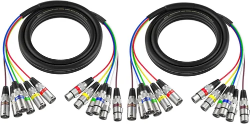 Vista 12 de EBXYA Cables XLR de serpiente de 3 pies de 4 colores, cable de micrófono XLR macho a hembra de 4 canales, para grabación en vivo, estudios