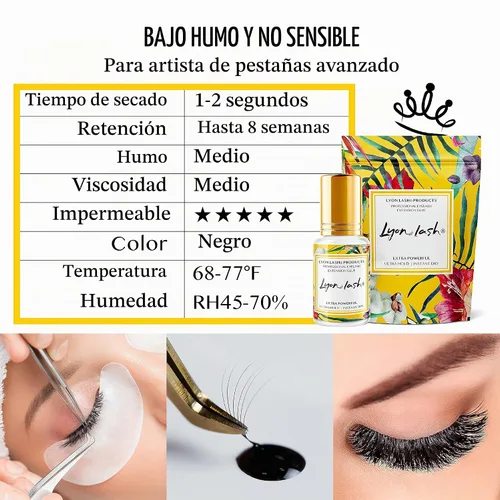 Vista 6 de Pegamento de extensión de pestañas extra potente de 0.3 fl oz – Lyon lash Performance Glue 1-2 segundos de tiempo de secado 6-8 semanas