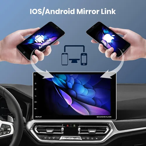 Vista 3 de 2G + 64G Android 13 DIN Estéreo inalámbrico Carplay Android Auto, pantalla táctil Rimoody de 9 pulgadas, radio de coche 1 DIN con Bluetooth, WiFi