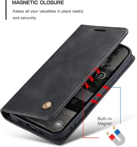 Vista 3 de QLTYPRI Para iPhone Air Case Wallet Con Tarjetero, Vintage PU Cuero Kickstand Cierre Magnético A Prueba De Golpes Folio Libro Funda Para IPhone 17